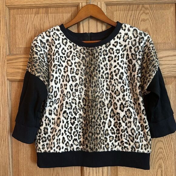 MILLY Faux Fur Animal Print Pullover - Picture 6 of 10